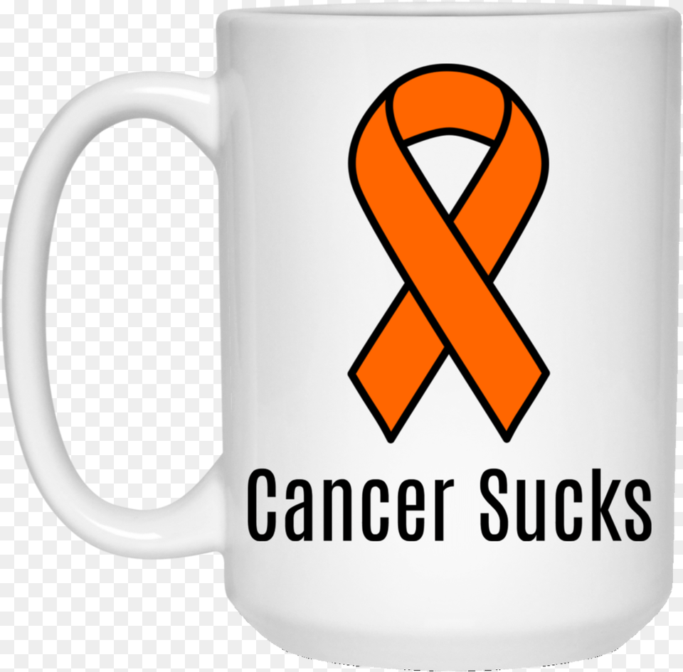 Cancer Sucks Orange Ribbon Awareness 15 Oz Mug Brain Cancer Ribbon Clipart, Cup, Beverage, Coffee, Coffee Cup Free Png