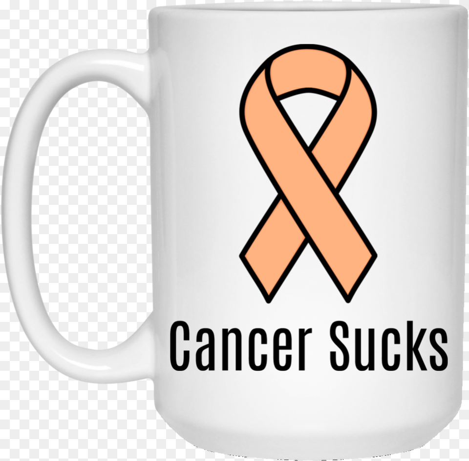 Cancer Sucks Peach Ribbon Uterine Cancer Awareness Breast Cancer Ribbon White, Cup, Beverage, Coffee, Coffee Cup Png Image