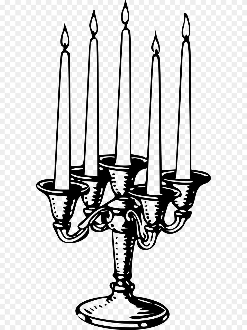 Candelabrum Candle Candlestick Holder Light, Gray Free Png Download