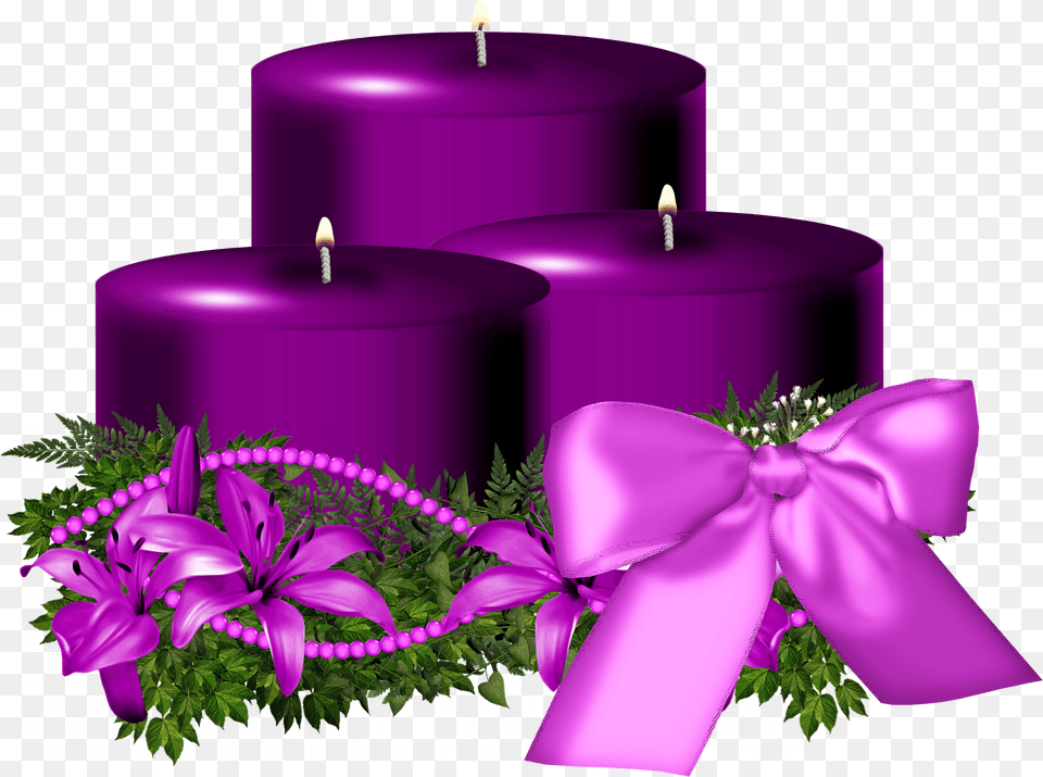 Candle, Purple, Flower, Plant Png Image