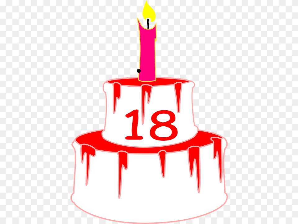 Candle Birthday Cake 18 Birthday Cake 18, Birthday Cake, Cream, Dessert, Food Png Image