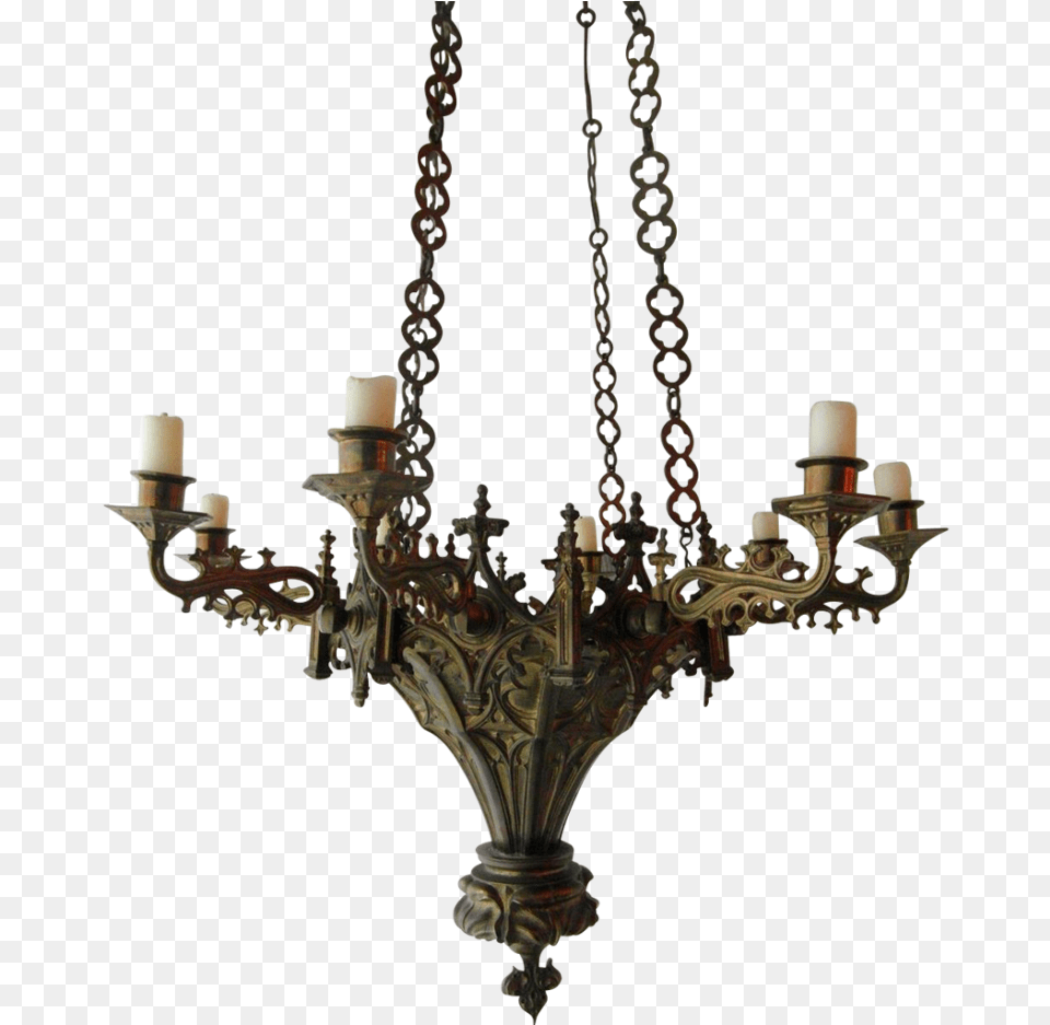Candle Gothic Transparent, Bronze, Chandelier, Lamp Png Image