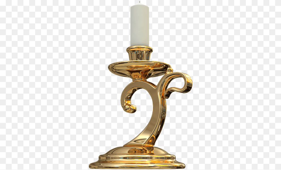 Candle Holder With Handle Candle Brass, Candlestick Free Png Download
