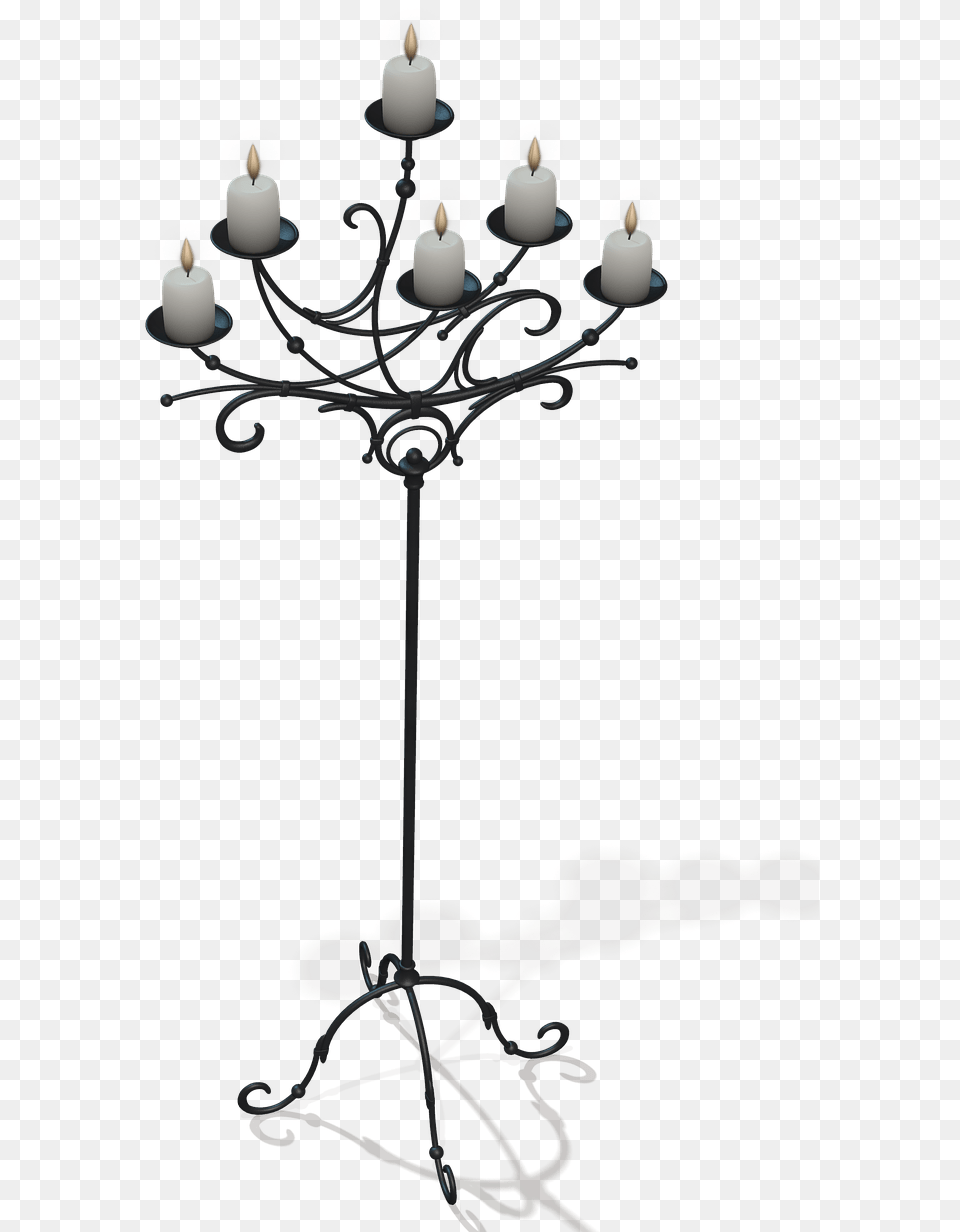 Candles On Black Stand Candle, Chandelier, Lamp, Festival, Hanukkah Menorah Free Png Download