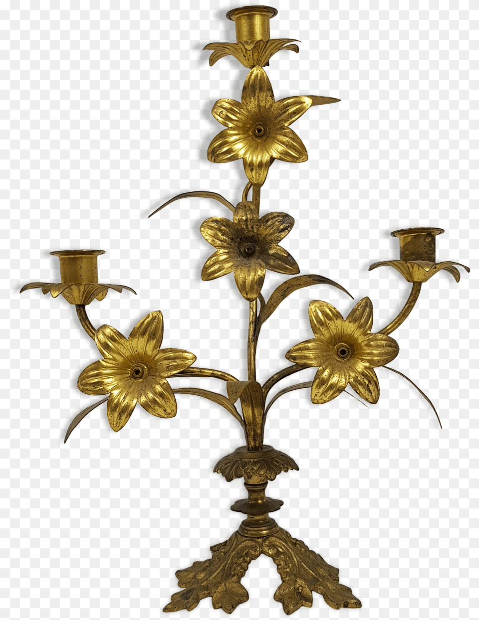 Candlestick Church In Bronze Gold Flower Pattern Floral Brass, Chandelier, Lamp, Candle Png