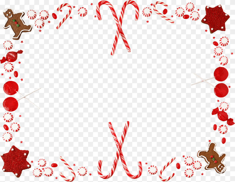 Candy Cane Christmas Borders And Frames Clip Art Frame Candy Cane Free, Food, Sweets Png Image