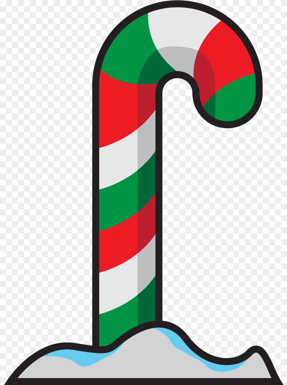 Candy Cane In Christmas Icon With Snow Candy Cane, Food, Sweets, Stick, Dynamite Png Image