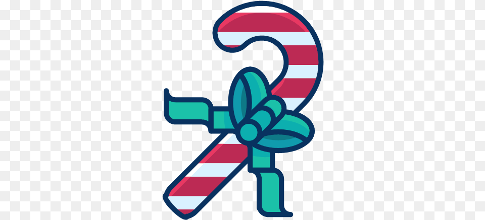 Candy Cane Ribbon Sweets Icon Filled Line Christmas Icons, Electronics, Hardware, Rocket, Weapon Free Png Download