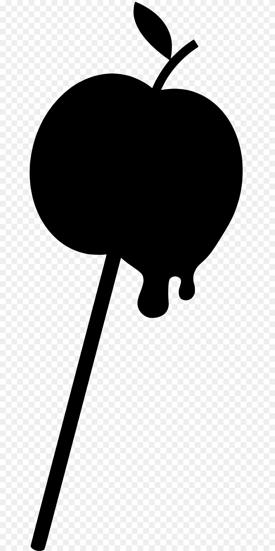 Candy Coated Apple On A Stick Silhouette, Stencil Free Transparent Png