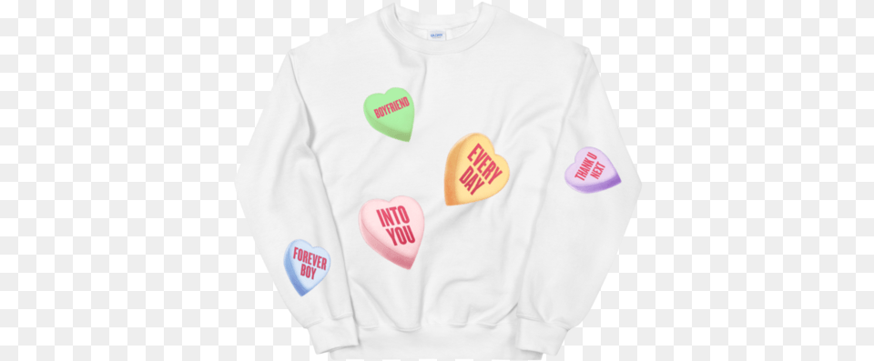 Candy Hearts Crewneck Long Sleeve, Clothing, Long Sleeve, Guitar, Musical Instrument Free Png Download