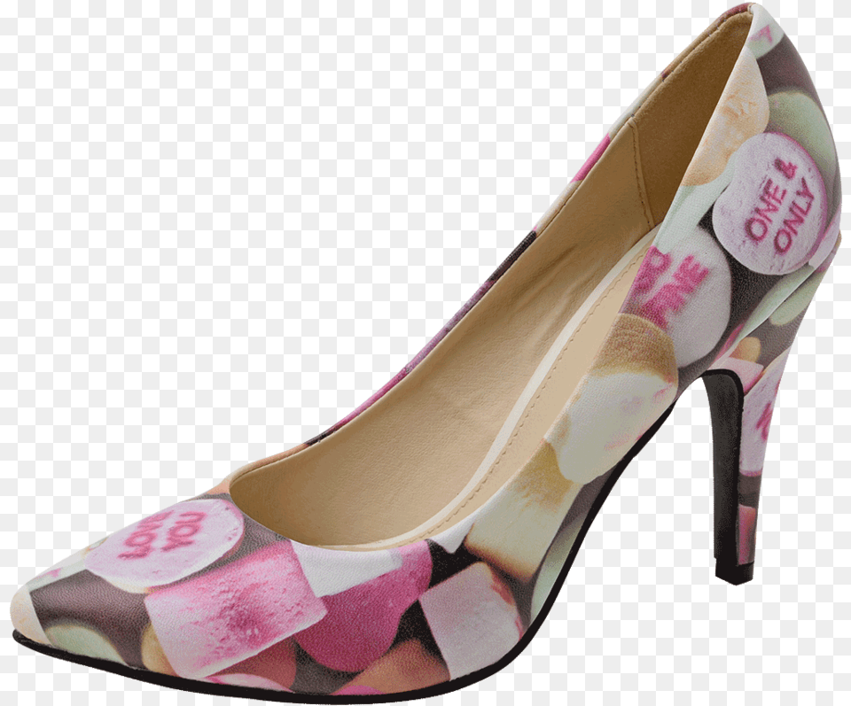 Candy Hearts Pattern Vegan Pointed Diana Heel High Heeled Shoe, Clothing, Footwear, High Heel Free Png Download