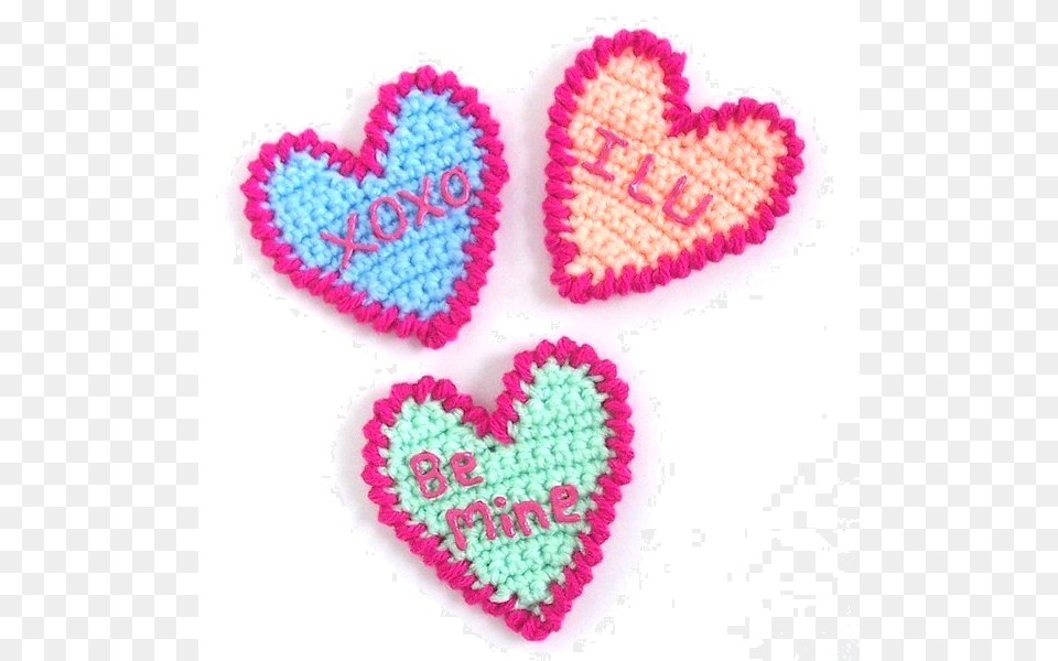 Candy Hearts Valentine Appliques Crochet Pattern Valentines Crochet Patterns Free, Qr Code, Heart Png