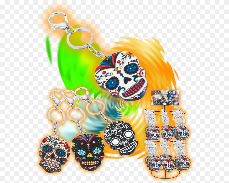 Candy Skull Key Chain Day Of The Dead Quotdia De Los Muertosquot Sugar Skull Necklace, Art, Collage Free Png Download