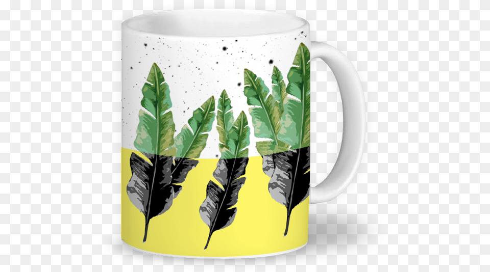 Caneca Banana Leaves De Gal Pop Designna Banana Leaf, Cup, Plant, Beverage, Coffee Free Png