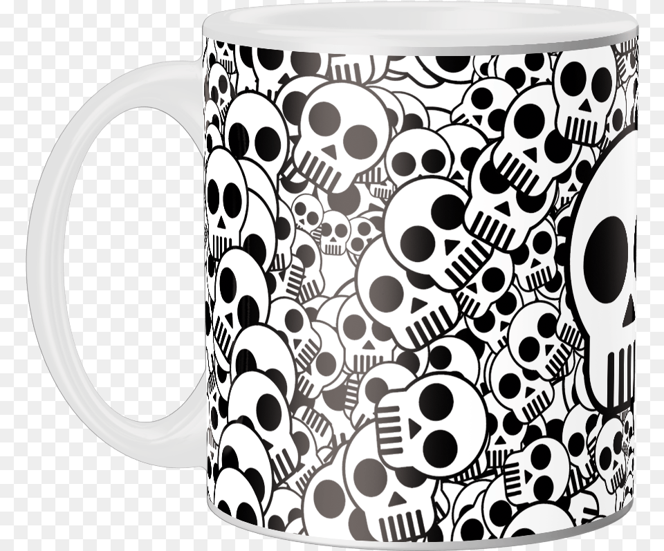 Caneca Personalizada Caveira Black And White Skull Texture, Cup, Beverage, Coffee, Coffee Cup Png Image