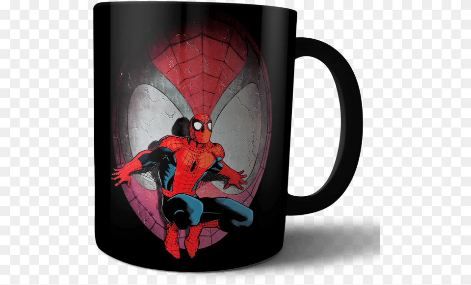 Caneca Preta Homem Aranha Spider Man Romita, Person, Batman, Cup, Beverage Free Png