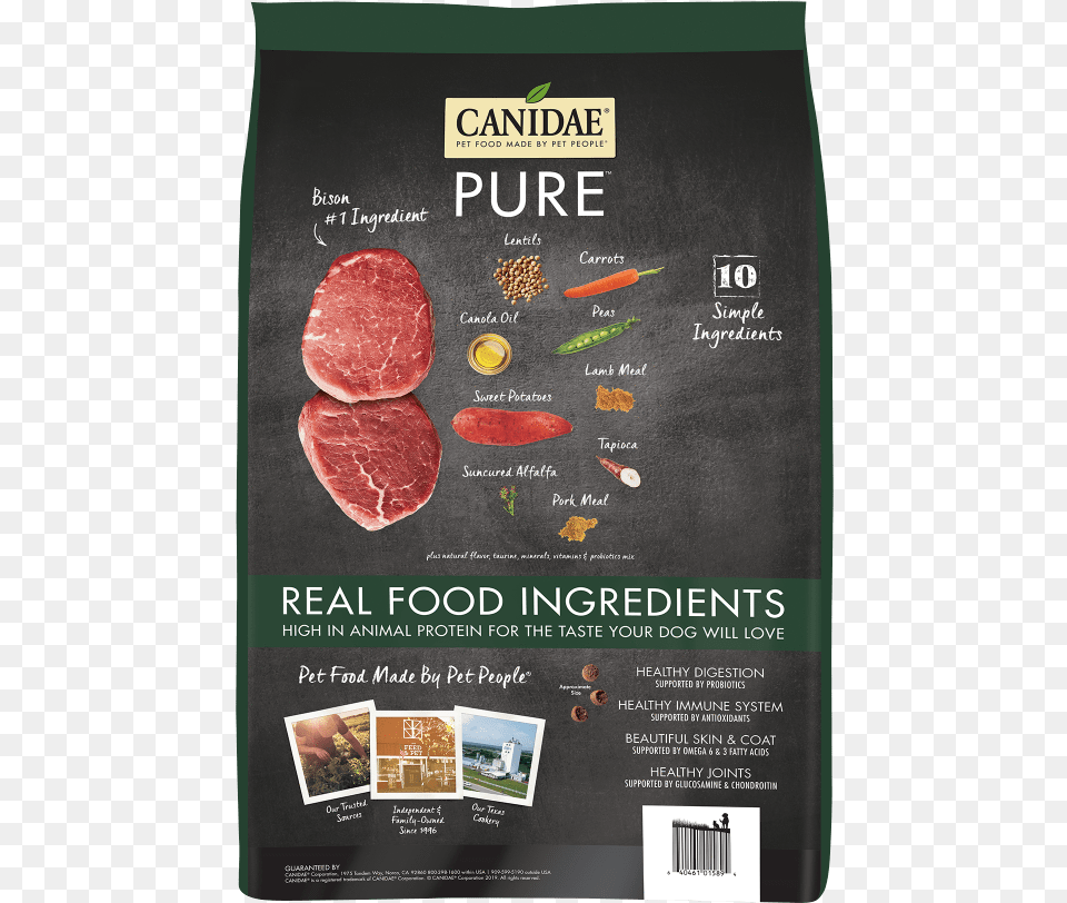Canidae Pure Chicken Lentil And Whole Egg Puppy Food, Advertisement, Poster, Steak, Meat Png Image