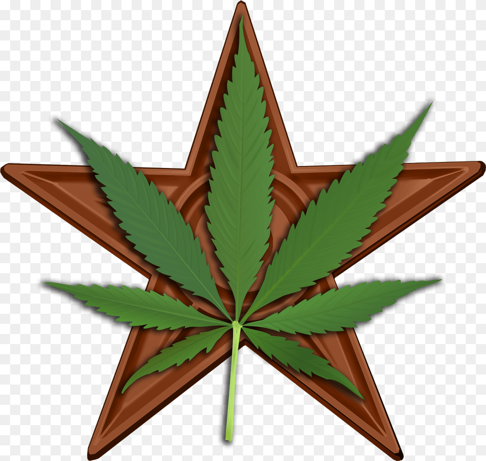 Cannabis Barnstar Hires Star With Weed Leaf, Plant Free Png Download