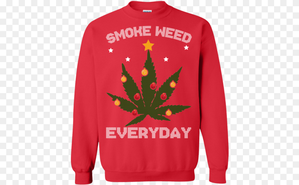 Cannabis Christmas Tree Smoke Weed Everyday Sweater, Clothing, Plant, Leaf, Knitwear Png Image