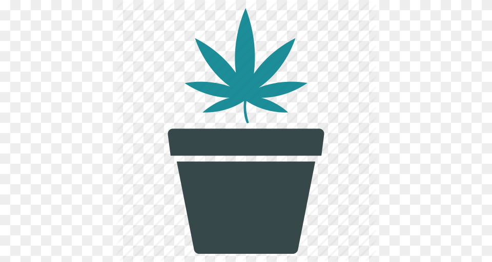 Cannabis Hemp Leaf Marijuana Nature Plant Pot Icon, Potted Plant, Jar, Planter, Pottery Free Png Download