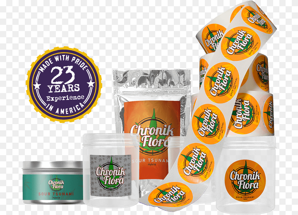 Cannabis Labels On Mylar Bags And Jars Orange, Can, Tin, Aluminium Free Transparent Png