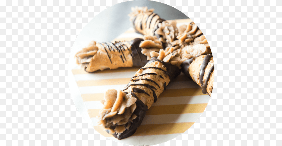 Cannoli Filled With Cookie Dough Icing Topped With Chocolate, Dessert, Food, Pastry, Sweets Png