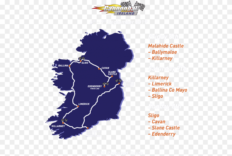 Cannonball Run Cannonball Ireland 2019 Route, Nature, Chart, Plot, Land Png Image
