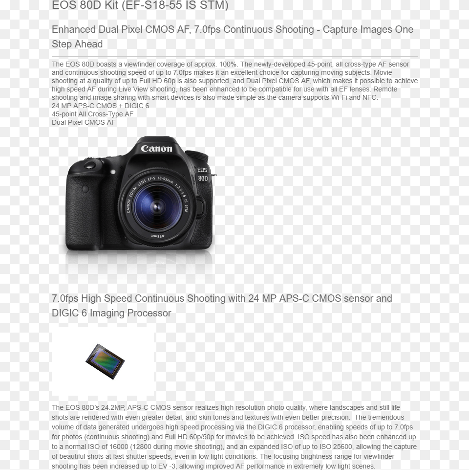 Canon Eos 80d Digital Slr Mirrorless Interchangeable Lens Camera, Electronics, Digital Camera, Video Camera Free Png Download