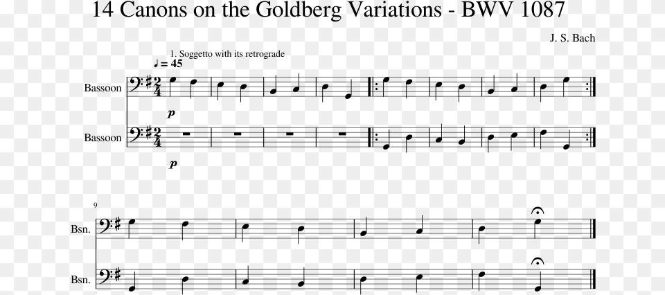 Canons On The Goldberg Variations Sheet Music, Gray Free Png Download