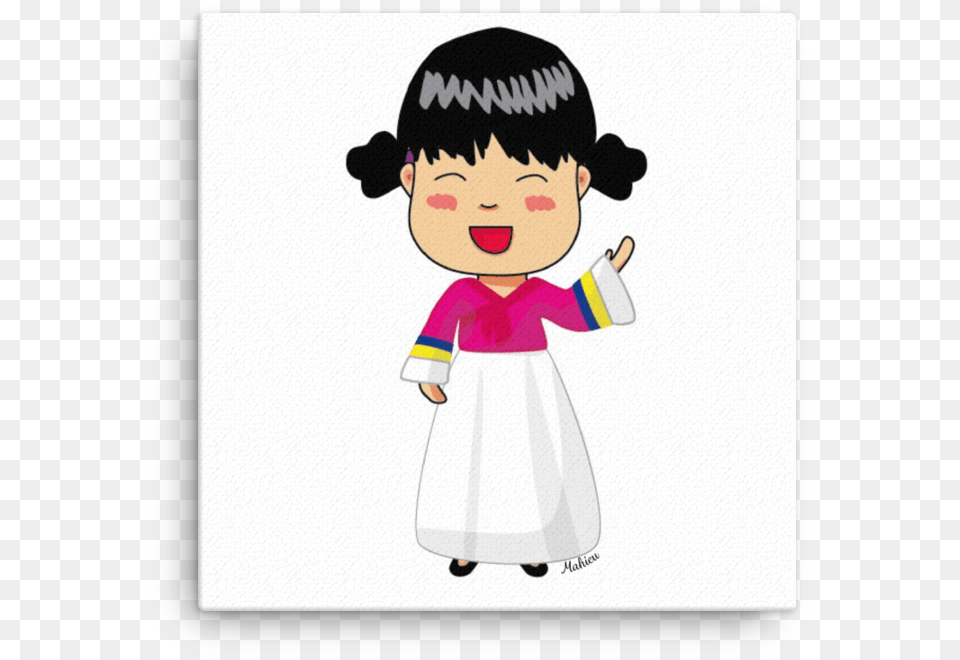 Canvas Art Print Of Korean Girl By Artist Mahieu Cartoon, Baby, Person, Face, Head Free Png Download