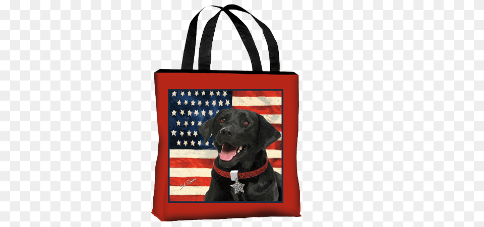 Canvas Dog Tote Bag Black Lab American Flag With Black Lab, Animal, Canine, Mammal, Pet Png Image
