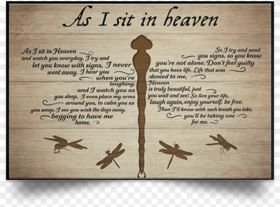 Canvas Dragonfly As I Sit In Heaven, Animal, Bird, Wood, Text Png Image