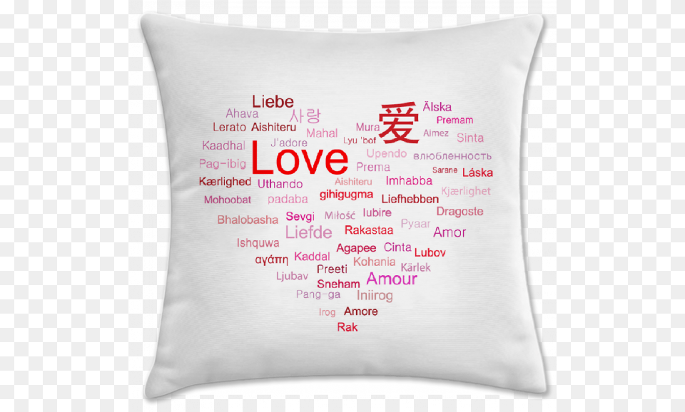 Capa De Almofada Love Love In Many Languages, Cushion, Home Decor, Pillow Free Png