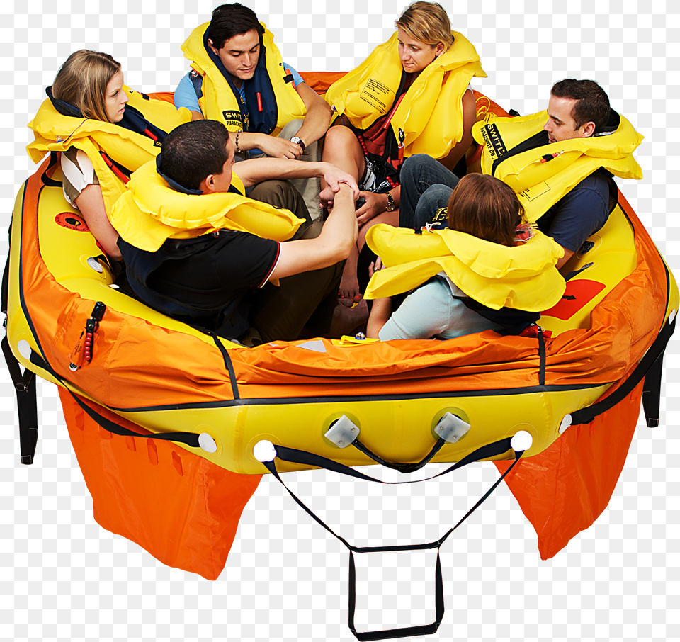 Capacity Rating For Aviation Rafts People In A Life Raft, Lifejacket, Vest, Clothing, Person Free Png