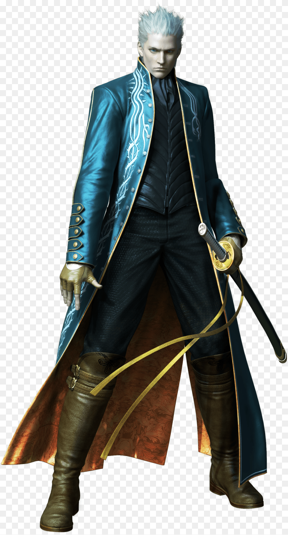 Capcom Database Vergil Devil May Cry, Clothing, Coat, Adult, Person Free Png Download