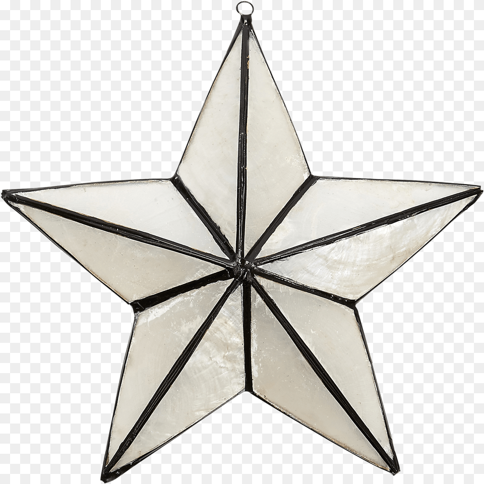 Capiz 3d Star In White U0026 Black Ornament 624, Star Symbol, Symbol, Appliance, Ceiling Fan Free Png Download