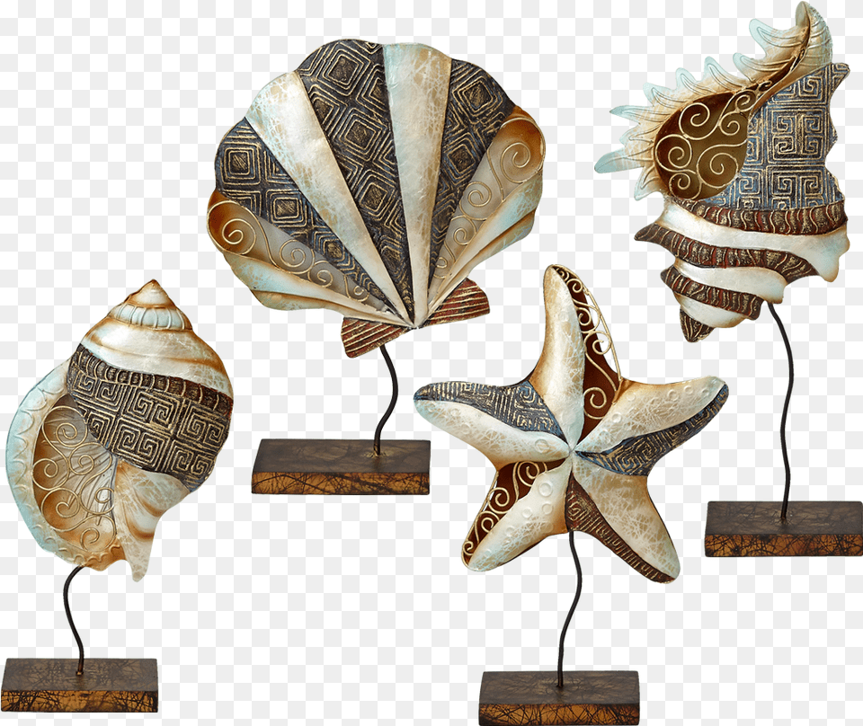 Capiz Shells Amp Starfish On Stand 4 Pieces Seashell, Animal, Invertebrate, Sea Life, Fish Png