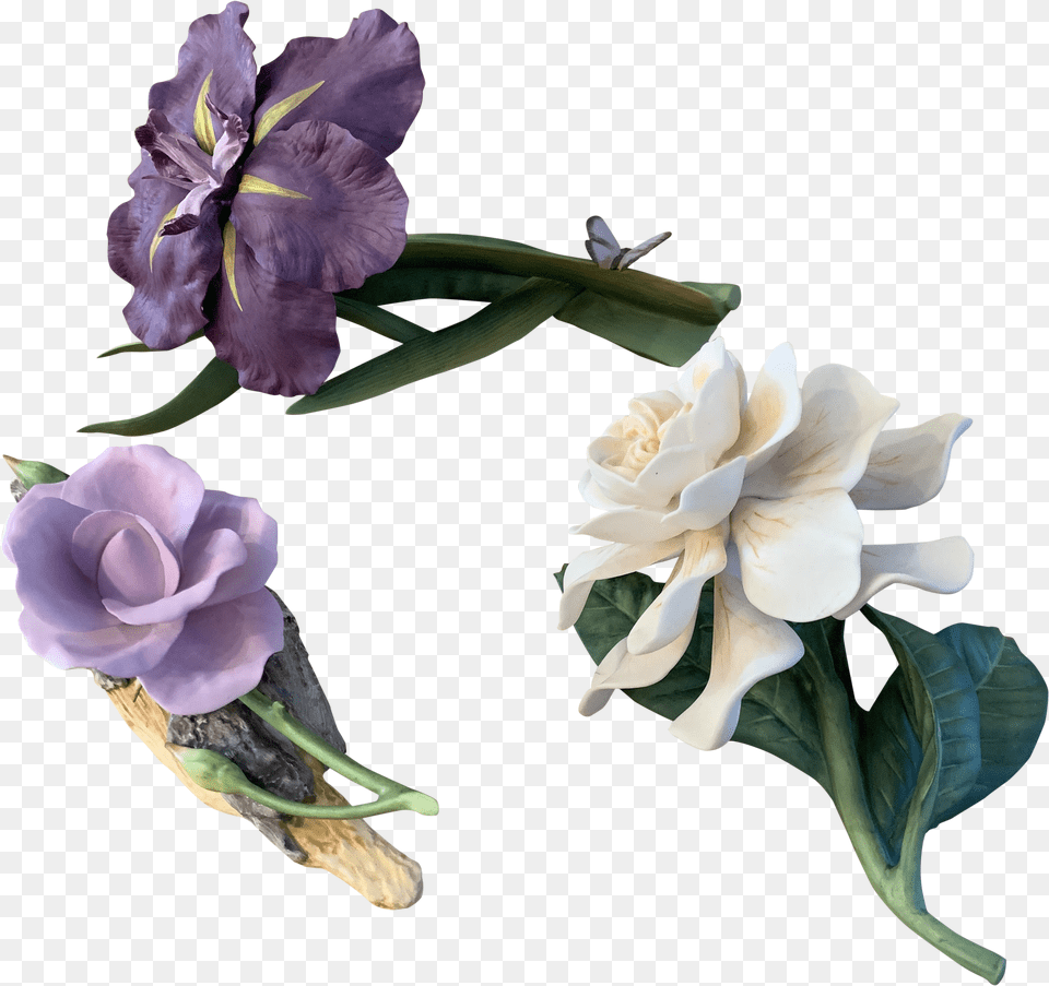 Capodimonte Porcelain Hand Painted Flowers Set Of 3 Artificial Flower Png Image