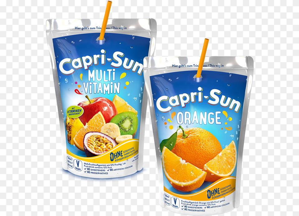 Capri Sun Multivitamin And Orange Capri Sun, Beverage, Juice, Citrus Fruit, Food Png Image
