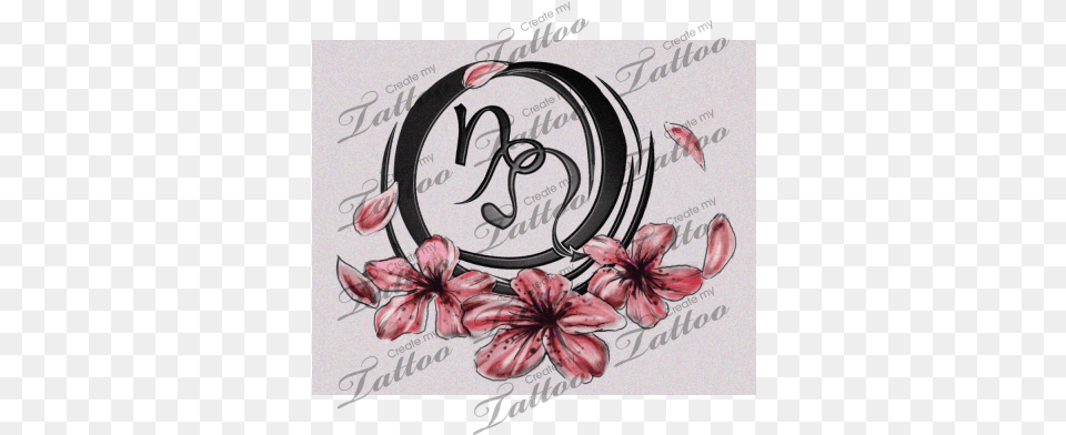 Capricorn And Leo Signs Entwined Together Custom Tattoo Capricorn And Leo Signs, Art, Floral Design, Flower, Graphics Free Png