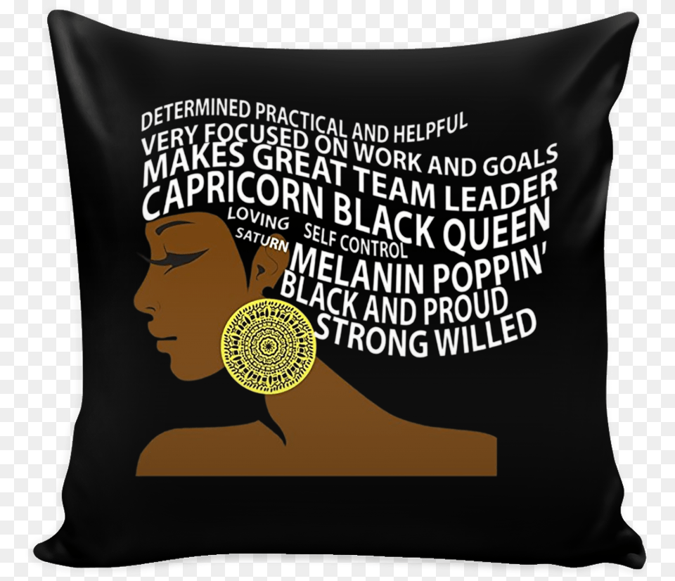 Capricorn Black Queen Zodiac Birthday Pillow Cushion, Home Decor, Adult, Face, Female Png Image