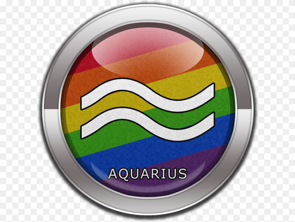 Capricorn Horoscope Symbol On Round Lgbt Rainbow Pride Rainbow Flag, Badge, Logo, Emblem Png Image