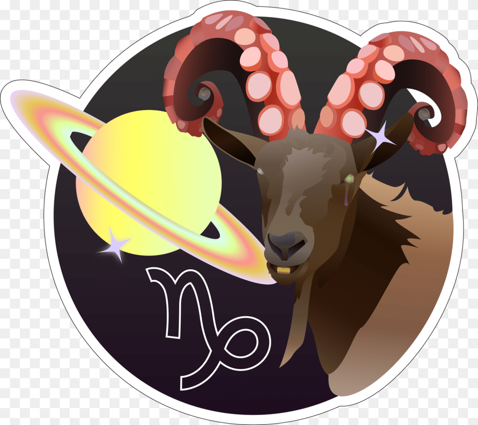 Capricorn Outline Astro Stickers, Livestock, Animal, Mammal Free Png Download