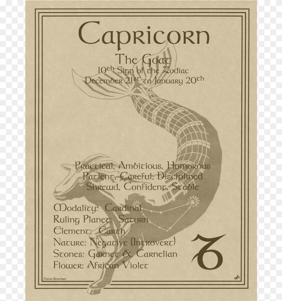 Capricorn Zodiac Poster, Advertisement, Text, Publication, Book Free Png