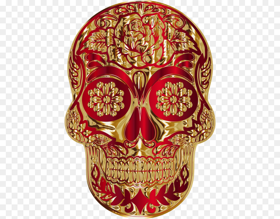 Capskullred Red Gold Sugar Skull, Smoke Pipe Free Png Download