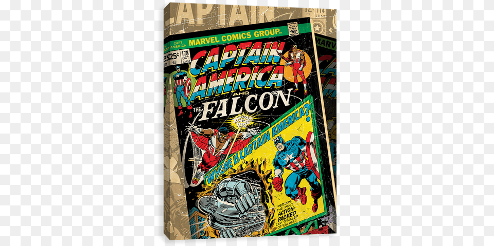 Captain America And The Falcon Lamina Framed Poster Marvel Comics Retro Captain, Book, Publication, Advertisement, Person Free Transparent Png