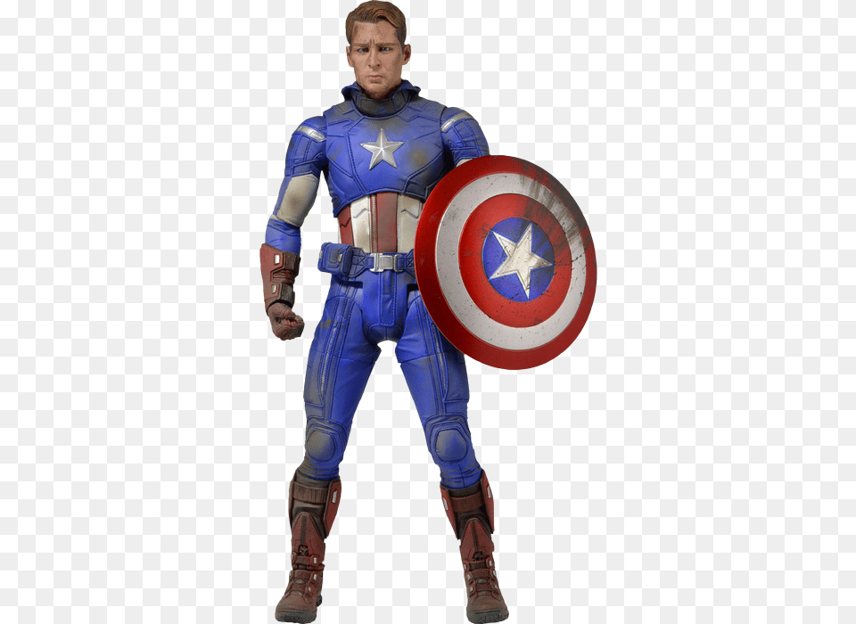 Captain America Battle Damaged Neca Avengers Captain America, Armor, Clothing, Costume, Person Free Transparent Png