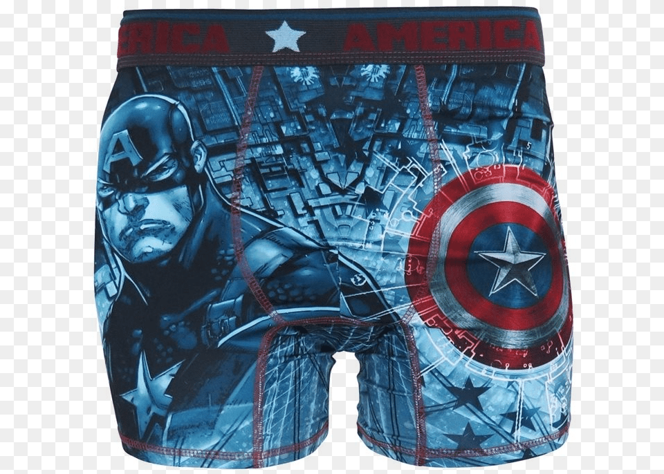 Captain America Boxers Board Short, Adult, Male, Man, Person Png Image
