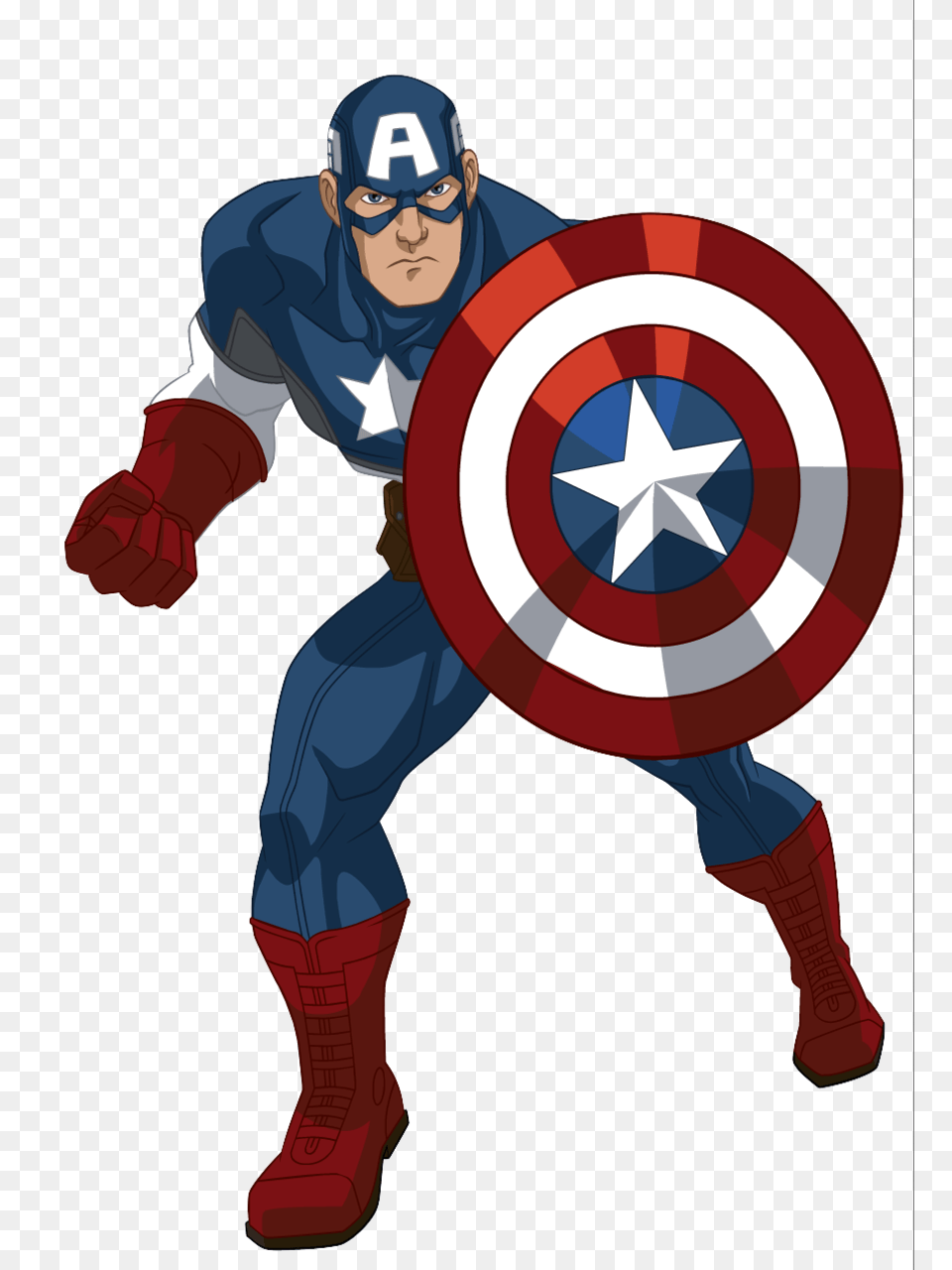 Captain America Cartoon, Adult, Male, Man, Person Free Png Download