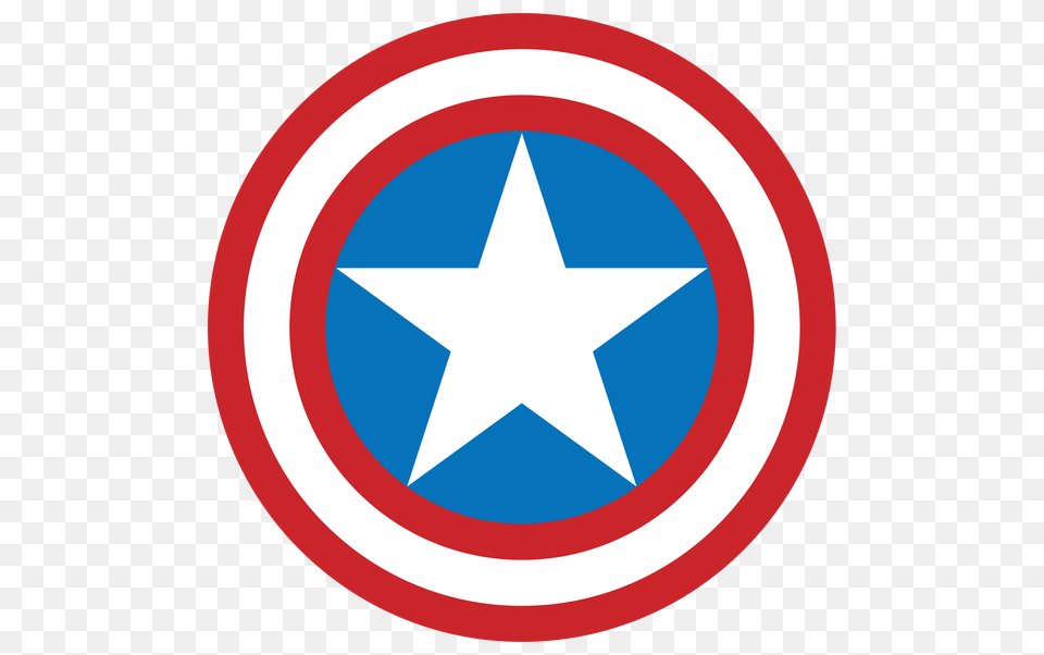 Captain America Cartoon Shield Image, Star Symbol, Symbol, Road Sign, Sign Free Transparent Png